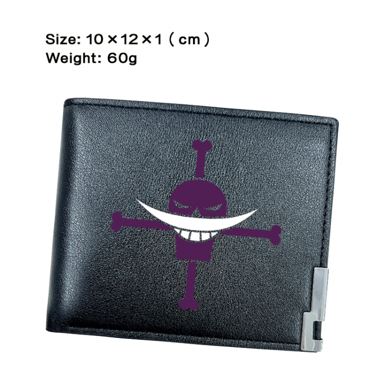 One Piece Anime Peripheral PU Half Fold Black Leather Wallet Zero Wallet 10x12x1cm