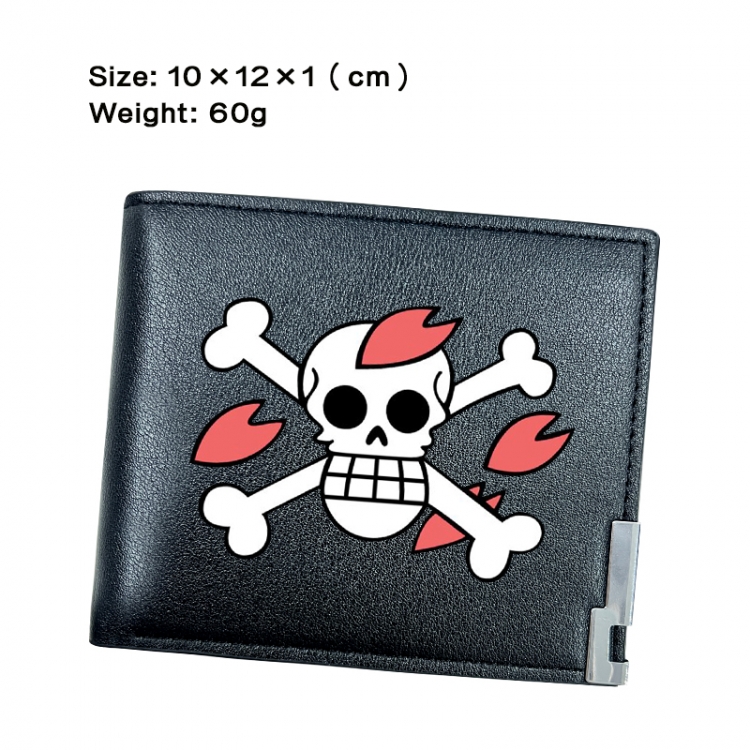 One Piece Anime Peripheral PU Half Fold Black Leather Wallet Zero Wallet 10x12x1cm