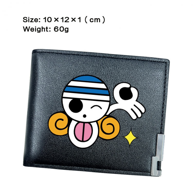 One Piece Anime Peripheral PU Half Fold Black Leather Wallet Zero Wallet 10x12x1cm