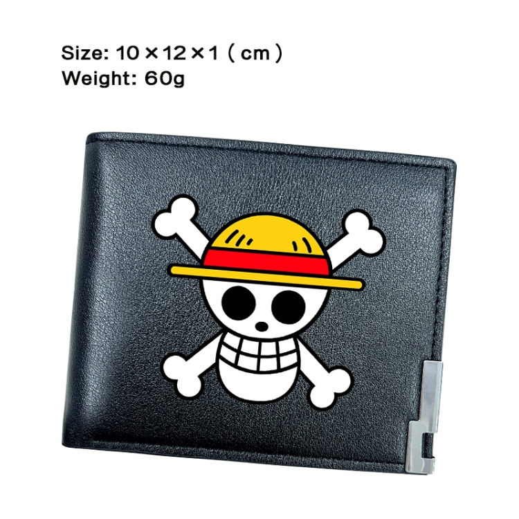 One Piece Anime Peripheral PU Half Fold Black Leather Wallet Zero Wallet 10x12x1cm