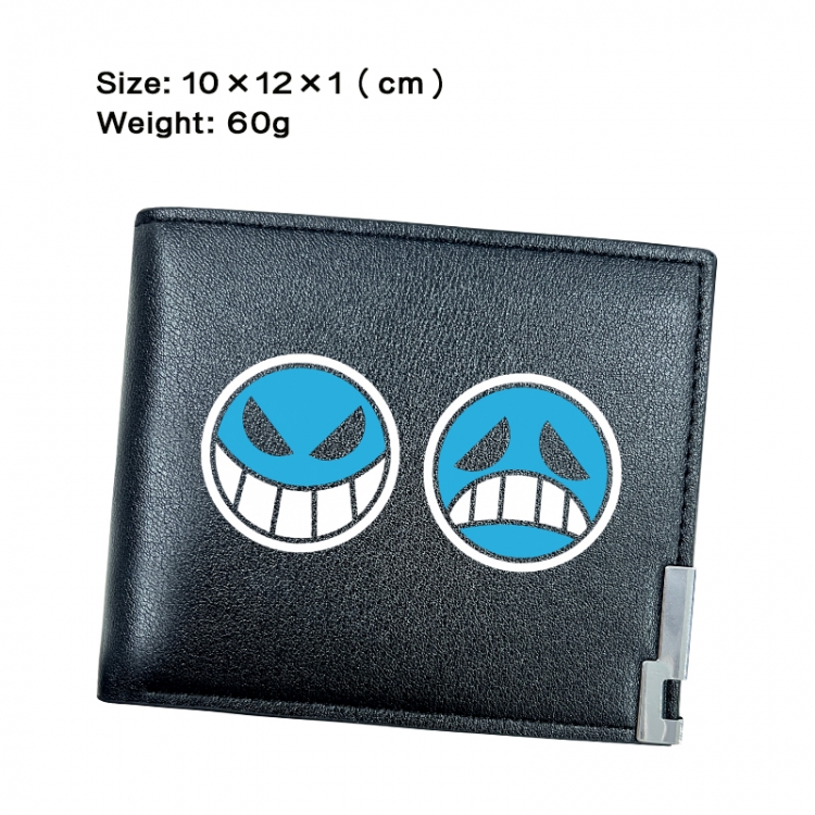 One Piece Anime Peripheral PU Half Fold Black Leather Wallet Zero Wallet 10x12x1cm