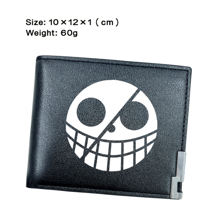 One Piece Anime Peripheral PU Half Fold Black Leather Wallet Zero Wallet 10x12x1cm