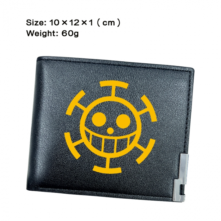 One Piece Anime Peripheral PU Half Fold Black Leather Wallet Zero Wallet 10x12x1cm