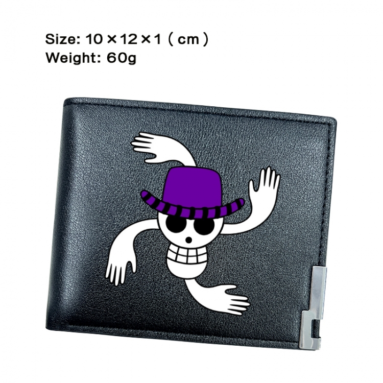 One Piece Anime Peripheral PU Half Fold Black Leather Wallet Zero Wallet 10x12x1cm