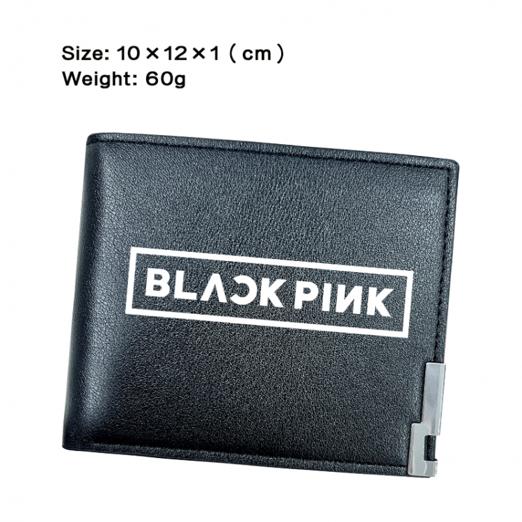 BLACK PINK Anime Peripheral PU Half Fold Black Leather Wallet Zero Wallet 10x12x1cm