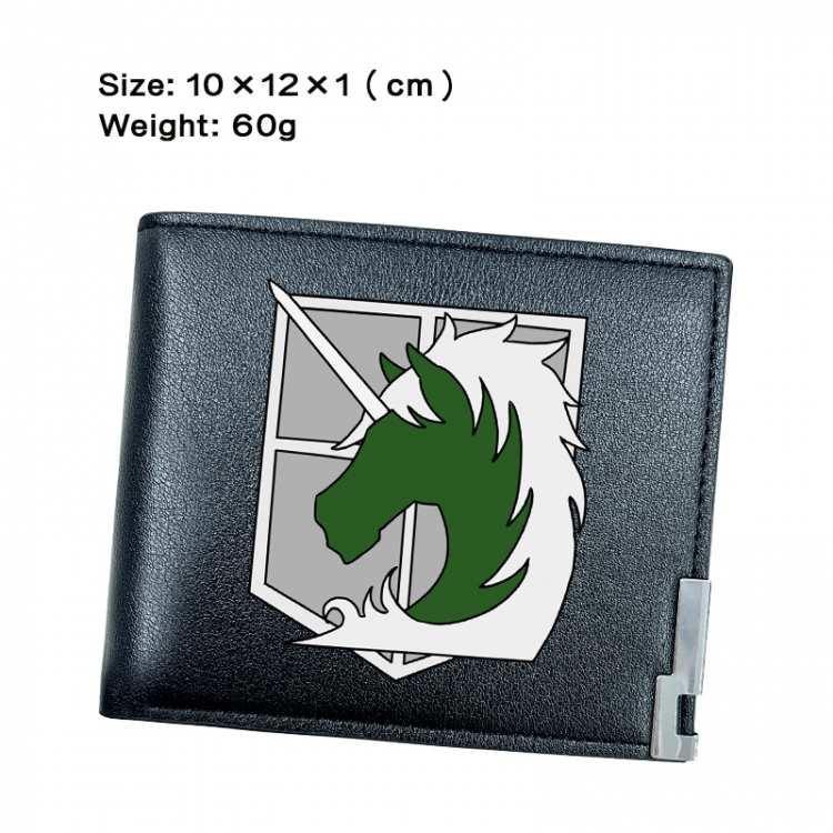 Shingeki no Kyojin Anime Peripheral PU Half Fold Black Leather Wallet Zero Wallet 10x12x1cm