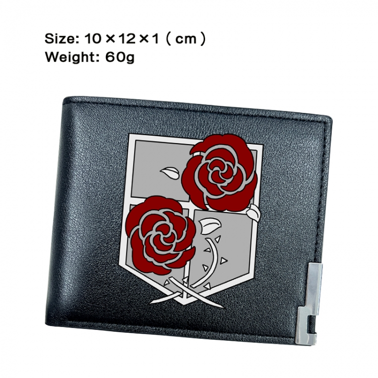 Shingeki no Kyojin Anime Peripheral PU Half Fold Black Leather Wallet Zero Wallet 10x12x1cm