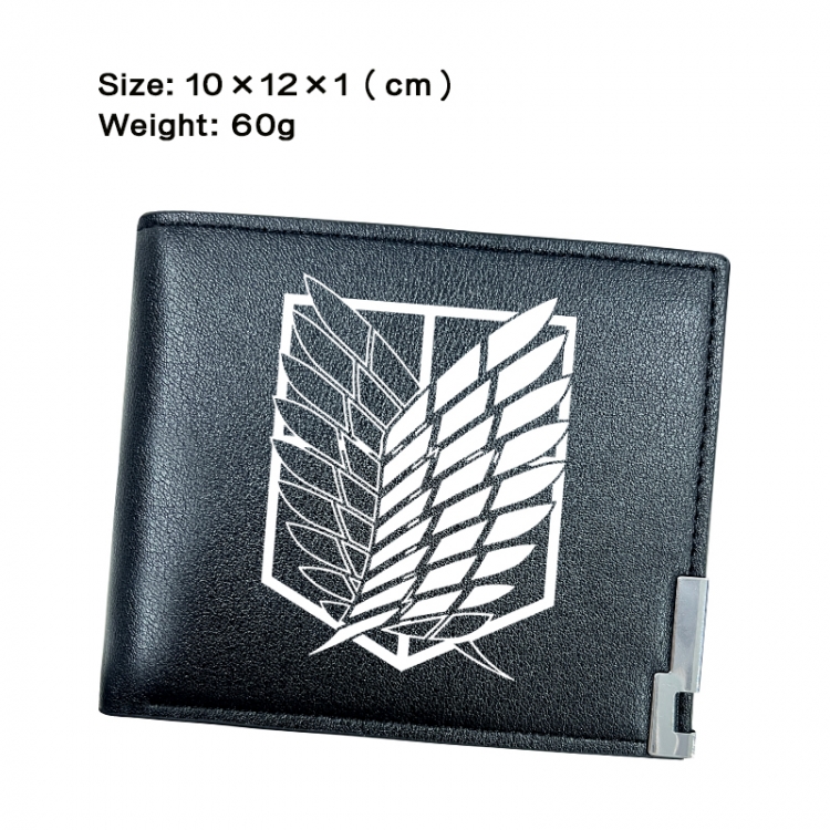 Shingeki no Kyojin Anime Peripheral PU Half Fold Black Leather Wallet Zero Wallet 10x12x1cm