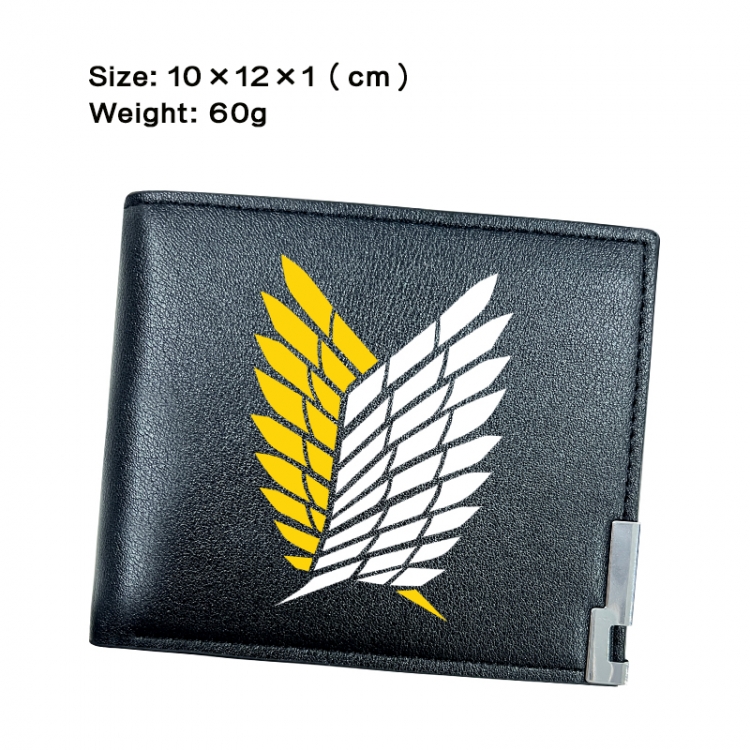 Shingeki no Kyojin Anime Peripheral PU Half Fold Black Leather Wallet Zero Wallet 10x12x1cm