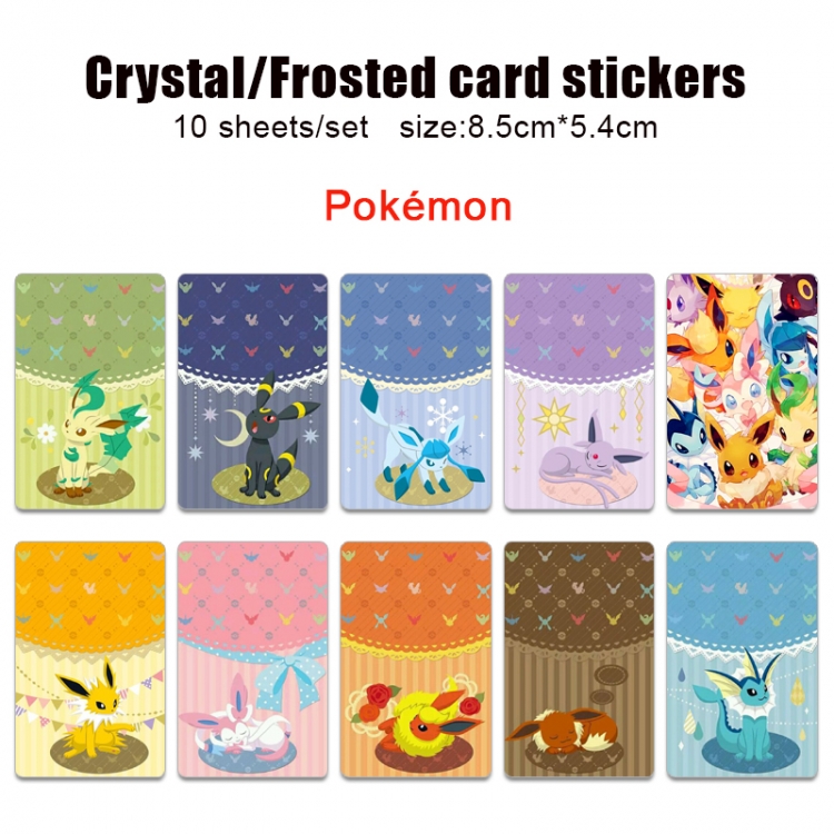 Pokemon Anime Crystal Bus Card Decorative Sticker Smooth Transparent Style a set of 10 price for 5 set