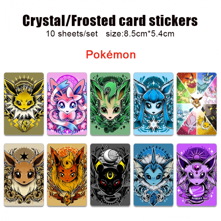 Pokemon Anime Crystal Bus Card Decorative Sticker Smooth Transparent Style a set of 10 price for 5 set