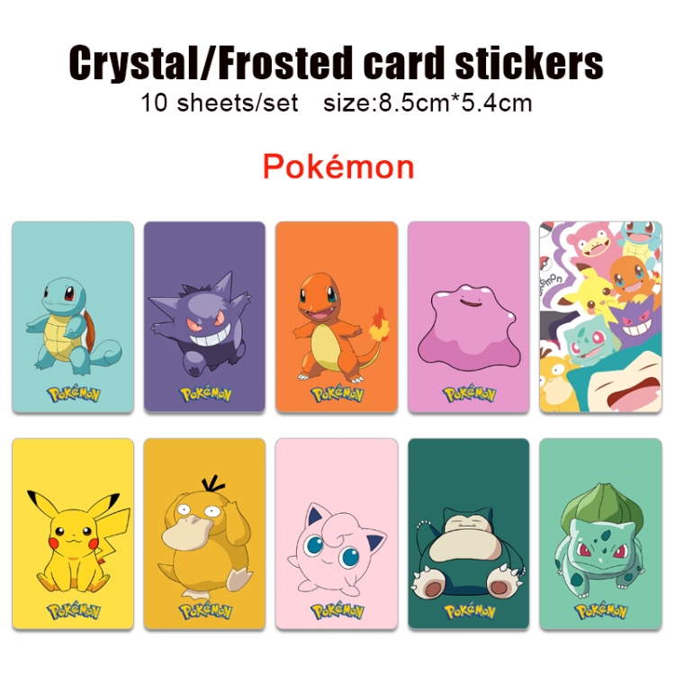 Pokemon Anime Crystal Bus Card Decorative Sticker Smooth Transparent Style a set of 10 price for 5 set