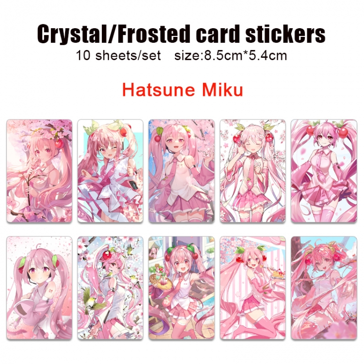 Hatsune Miku Anime Crystal Bus Card Decorative Sticker Smooth Transparent Style a set of 10 price for 5 set