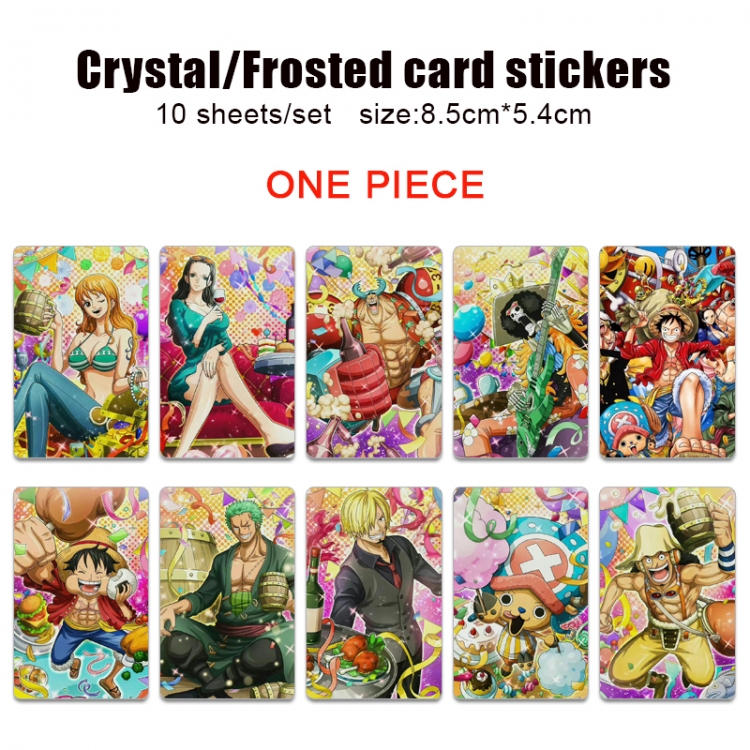 One Piece Anime Crystal Bus Card Decorative Sticker Smooth Transparent Style a set of 10 price for 5 set