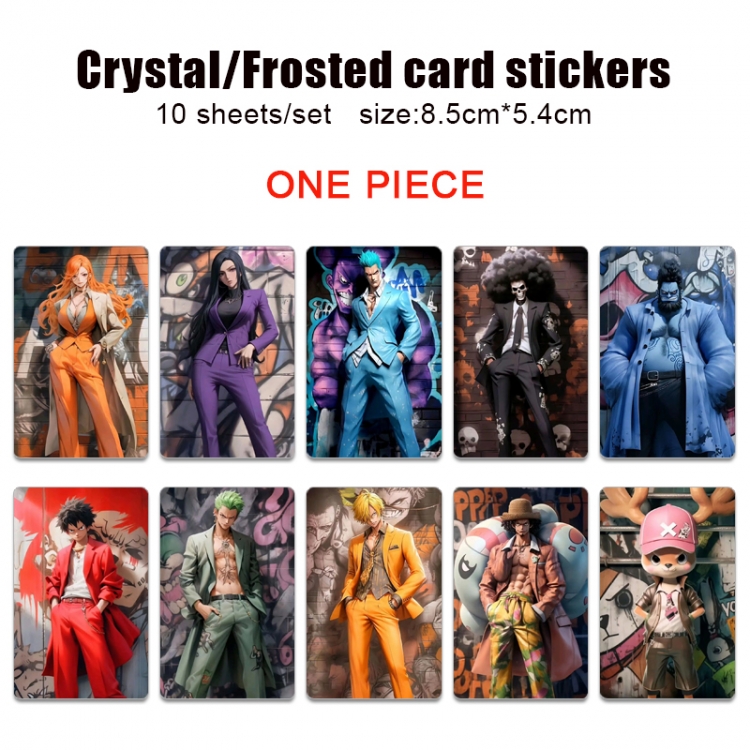 One Piece Anime Crystal Bus Card Decorative Sticker Smooth Transparent Style a set of 10 price for 5 set