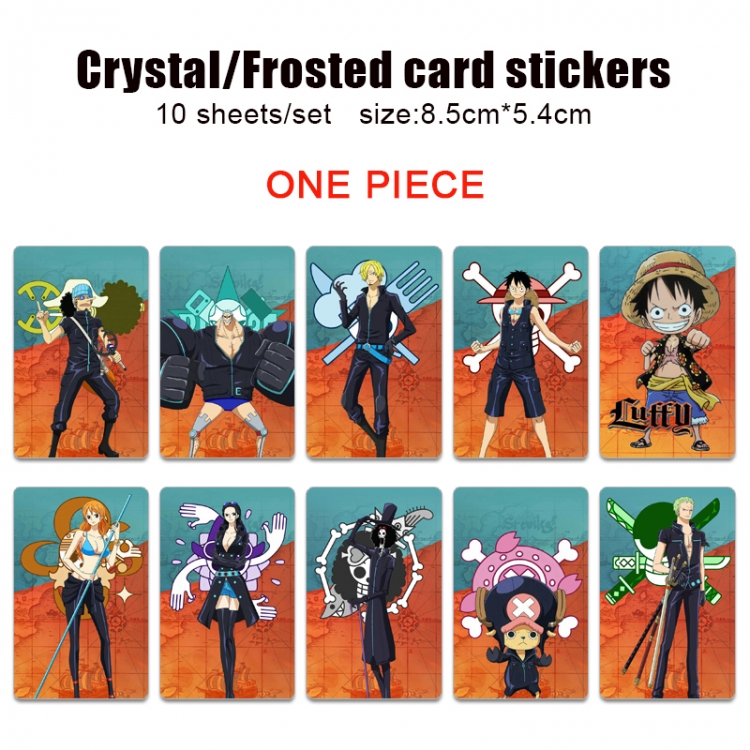 One Piece Anime Crystal Bus Card Decorative Sticker Smooth Transparent Style a set of 10 price for 5 set