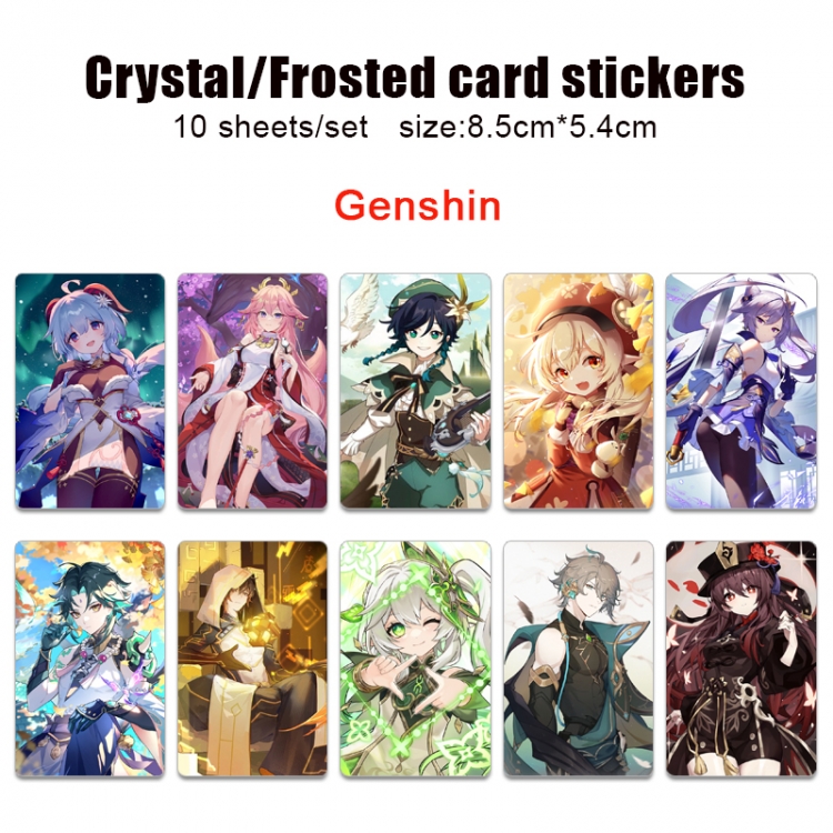 Genshin Impact Anime Crystal Bus Card Decorative Sticker Smooth Transparent Style a set of 10 price for