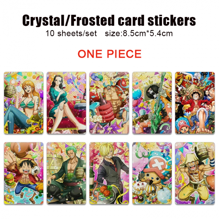 One Piece Frosted anime crystal bus card decorative sticker a set of 10  price for 5 set