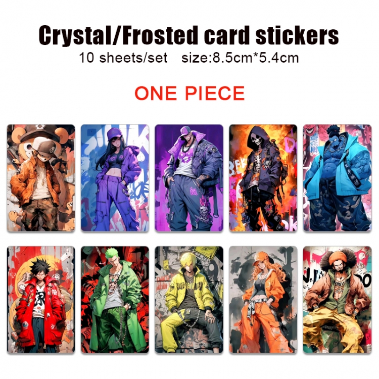 One Piece Frosted anime crystal bus card decorative sticker a set of 10  price for 5 set