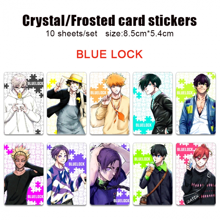 BLUE LOCK Frosted anime crystal bus card decorative sticker a set of 10  price for 5 set