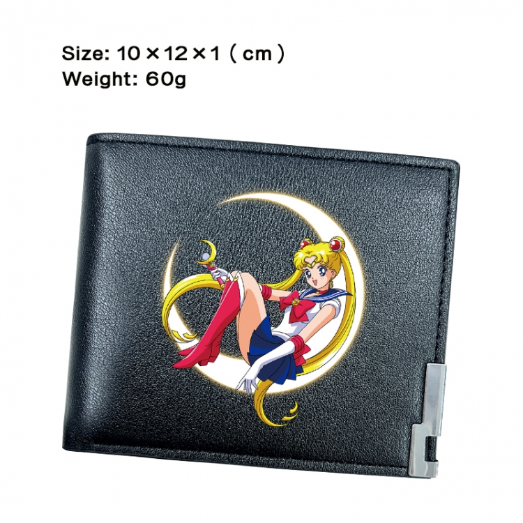 sailormoon Anime Peripheral PU Half Fold Black Leather Wallet Zero Wallet 10x12x1cm