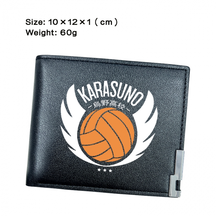 Haikyuu!! Anime Peripheral PU Half Fold Black Leather Wallet Zero Wallet 10x12x1cm