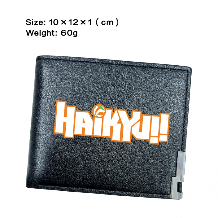 Haikyuu!! Anime Peripheral PU Half Fold Black Leather Wallet Zero Wallet 10x12x1cm