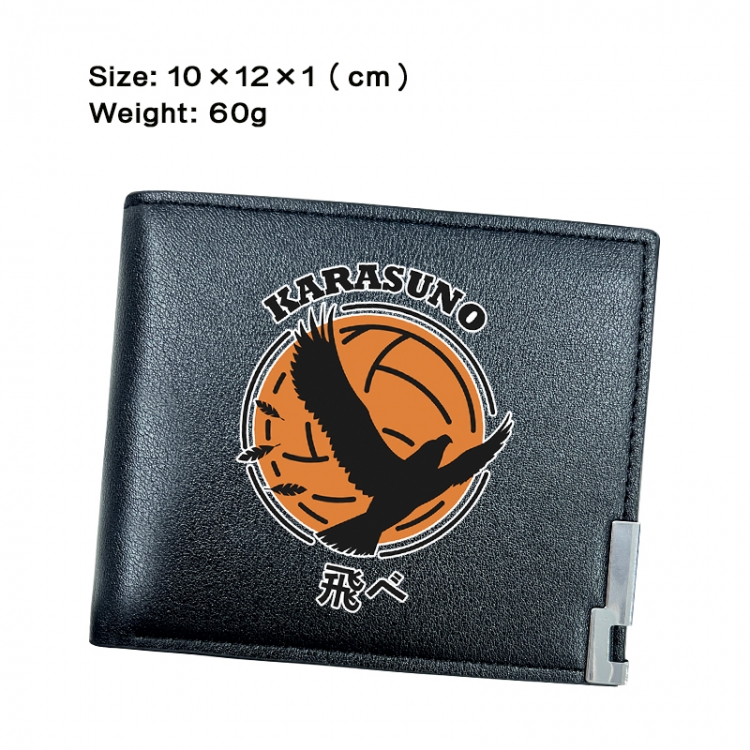 Haikyuu!! Anime Peripheral PU Half Fold Black Leather Wallet Zero Wallet 10x12x1cm