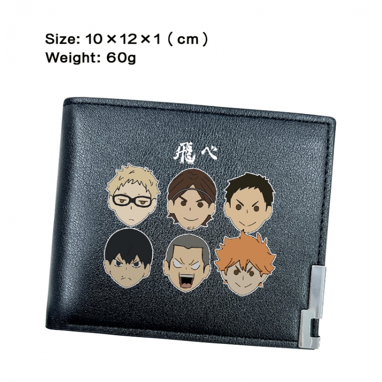 Haikyuu!! Anime Peripheral PU Half Fold Black Leather Wallet Zero Wallet 10x12x1cm