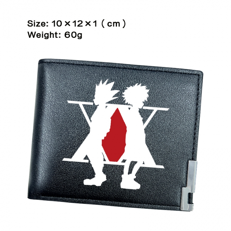 HunterXHunter Anime Peripheral PU Half Fold Black Leather Wallet Zero Wallet 10x12x1cm