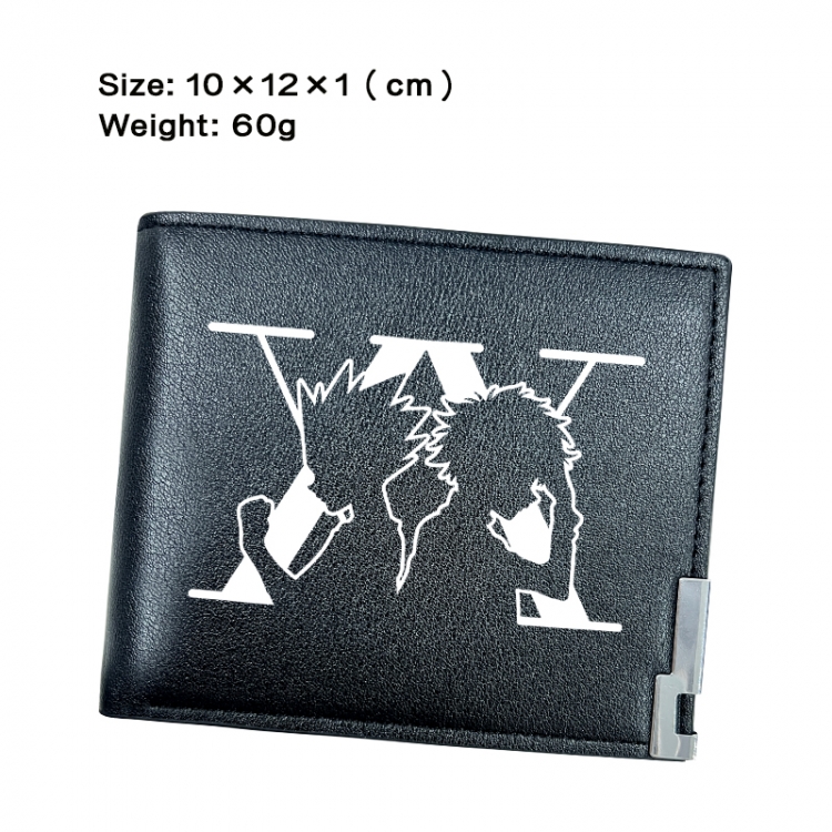 HunterXHunter Anime Peripheral PU Half Fold Black Leather Wallet Zero Wallet 10x12x1cm