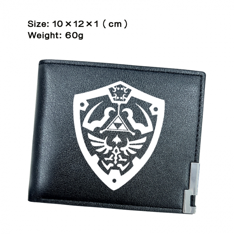 The Legend of Zelda Anime Peripheral PU Half Fold Black Leather Wallet Zero Wallet 10x12x1cm