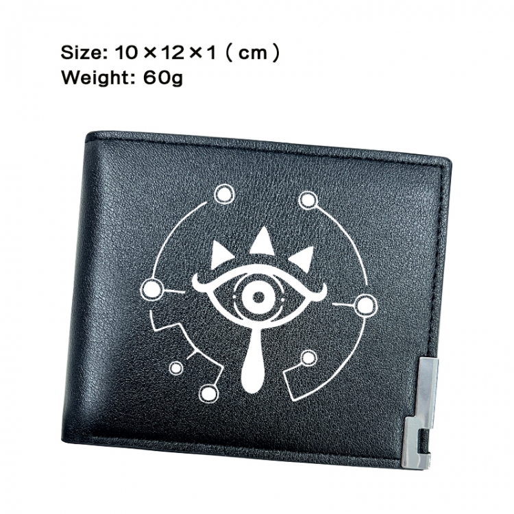 The Legend of Zelda Anime Peripheral PU Half Fold Black Leather Wallet Zero Wallet 10x12x1cm