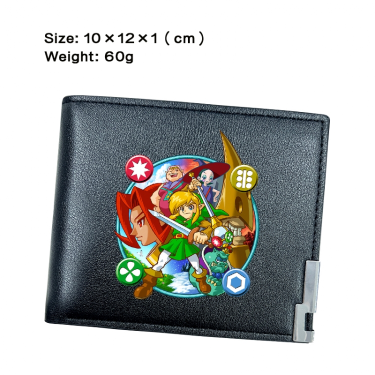 The Legend of Zelda Anime Peripheral PU Half Fold Black Leather Wallet Zero Wallet 10x12x1cm