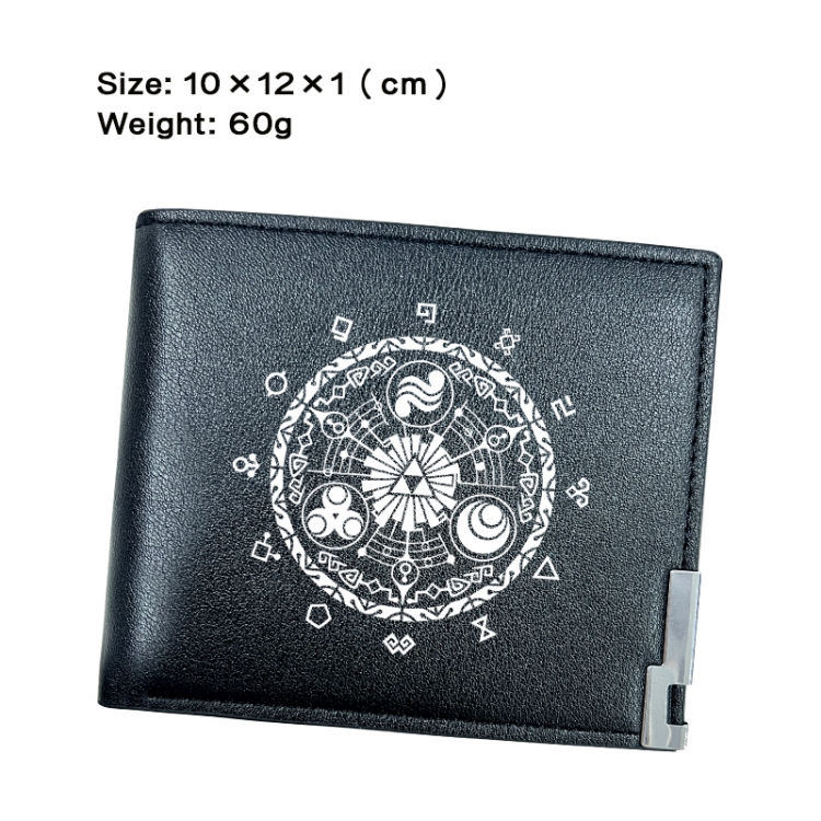 The Legend of Zelda Anime Peripheral PU Half Fold Black Leather Wallet Zero Wallet 10x12x1cm