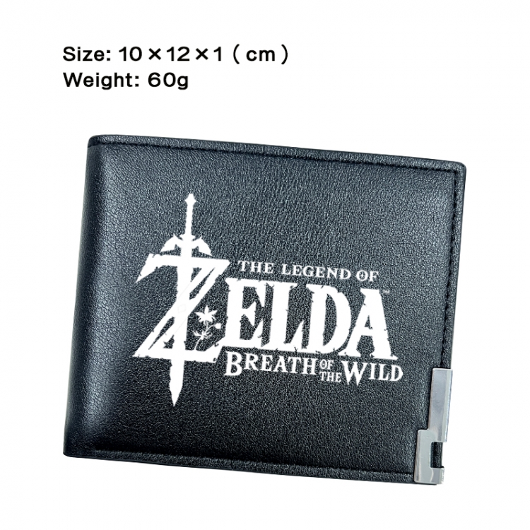 The Legend of Zelda Anime Peripheral PU Half Fold Black Leather Wallet Zero Wallet 10x12x1cm