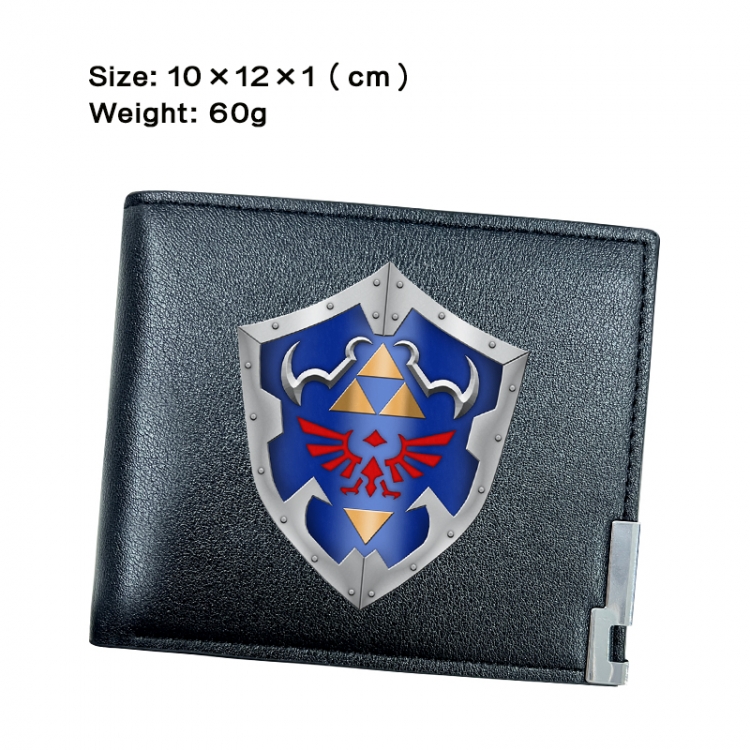 The Legend of Zelda Anime Peripheral PU Half Fold Black Leather Wallet Zero Wallet 10x12x1cm