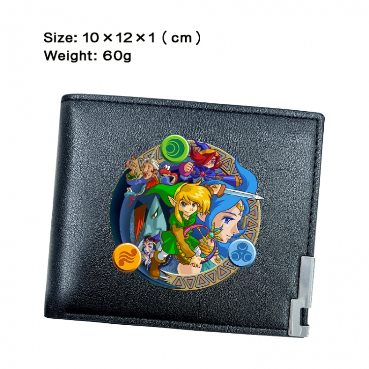 The Legend of Zelda Anime Peripheral PU Half Fold Black Leather Wallet Zero Wallet 10x12x1cm