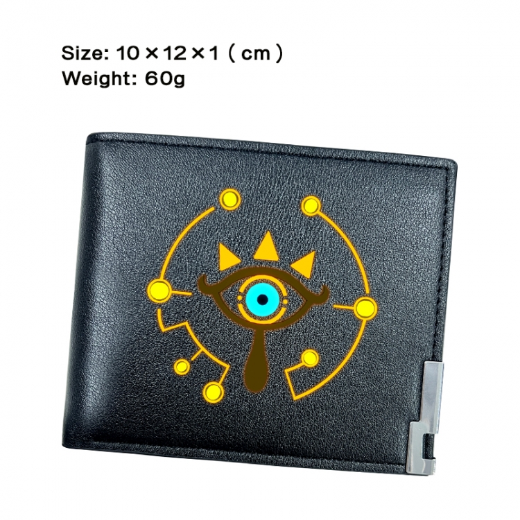 The Legend of Zelda Anime Peripheral PU Half Fold Black Leather Wallet Zero Wallet 10x12x1cm