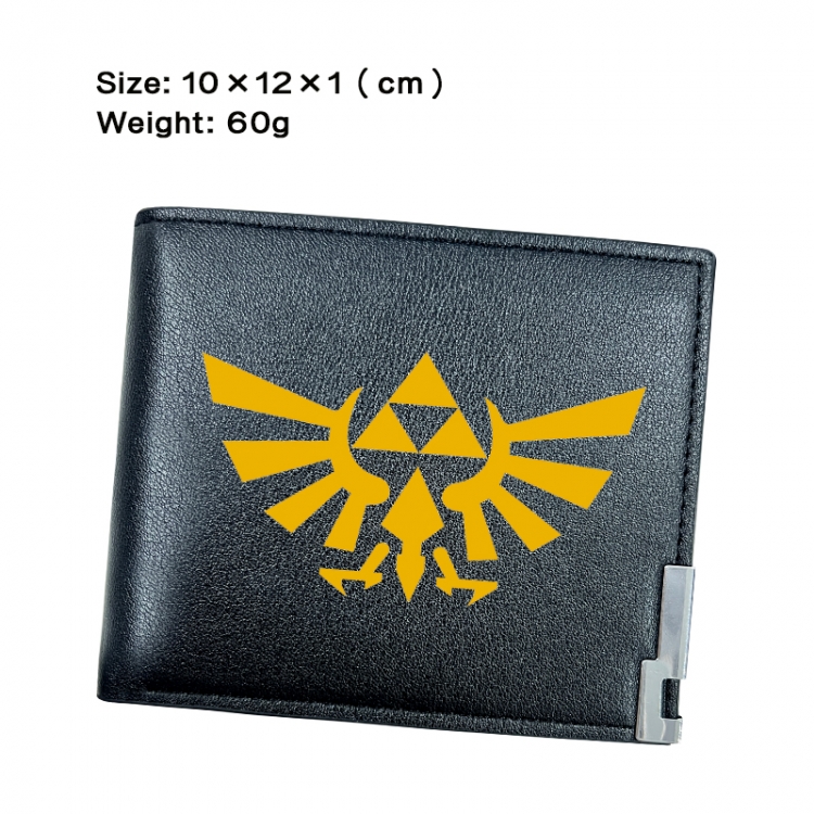 The Legend of Zelda Anime Peripheral PU Half Fold Black Leather Wallet Zero Wallet 10x12x1cm