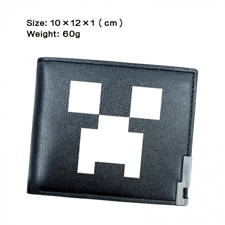 Minecraft Anime Peripheral PU Half Fold Black Leather Wallet Zero Wallet 10x12x1cm