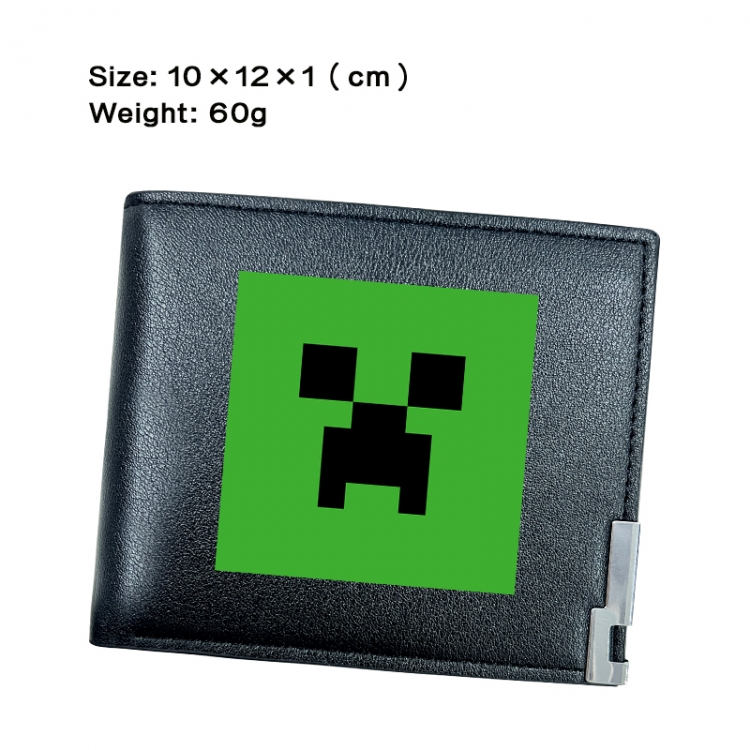 Minecraft Anime Peripheral PU Half Fold Black Leather Wallet Zero Wallet 10x12x1cm