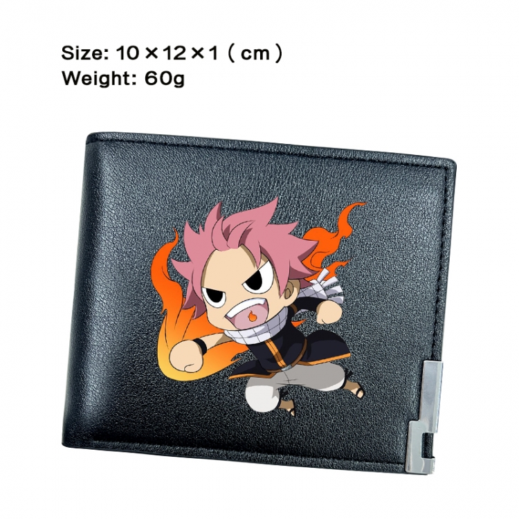 Fairy tail Anime Peripheral PU Half Fold Black Leather Wallet Zero Wallet 10x12x1cm