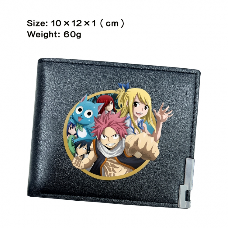 Fairy tail Anime Peripheral PU Half Fold Black Leather Wallet Zero Wallet 10x12x1cm