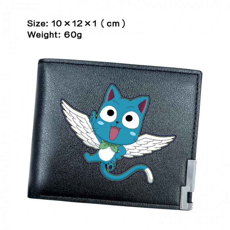 Fairy tail Anime Peripheral PU Half Fold Black Leather Wallet Zero Wallet 10x12x1cm