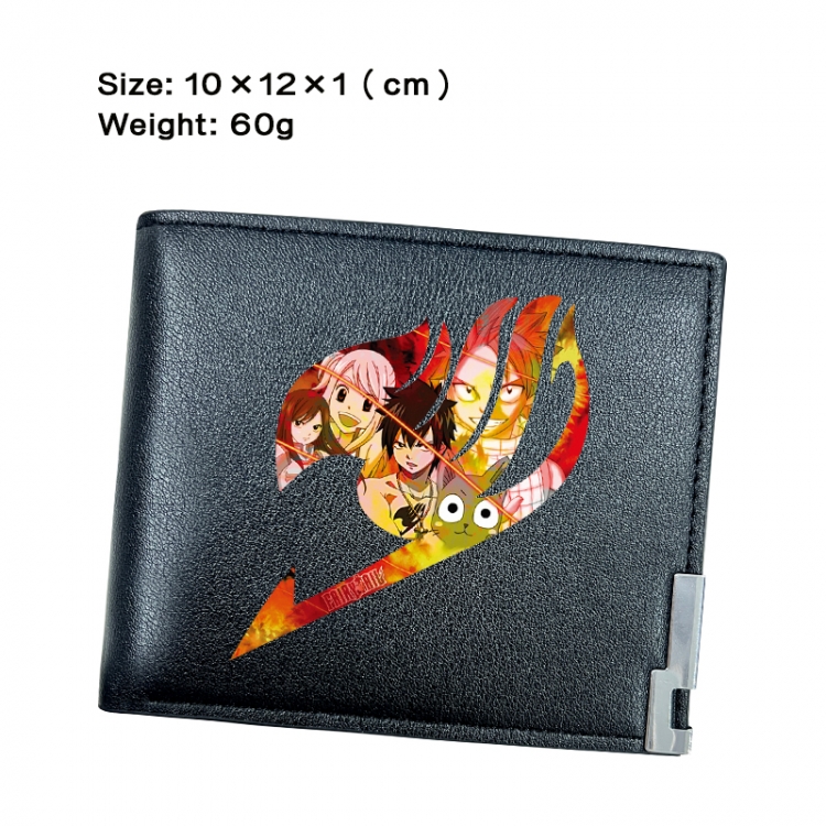 Fairy tail Anime Peripheral PU Half Fold Black Leather Wallet Zero Wallet 10x12x1cm