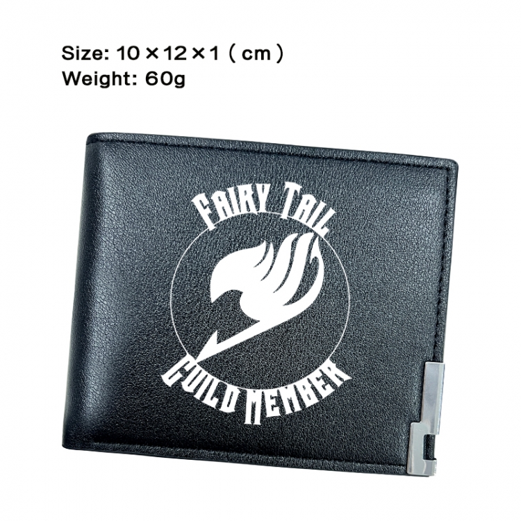 Fairy tail Anime Peripheral PU Half Fold Black Leather Wallet Zero Wallet 10x12x1cm