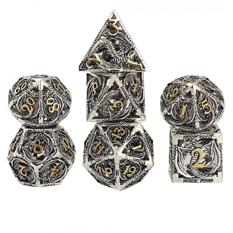 Dungeons &amp; Dragons Copper metal dice creative hollowed out board game multi sided dice a set of 7