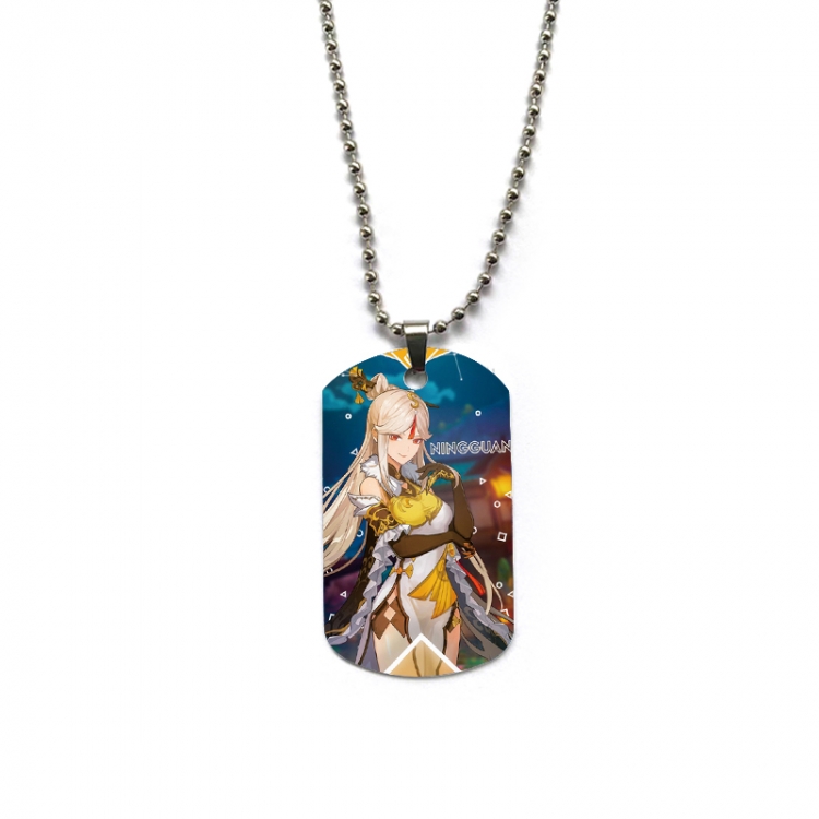 Genshin Impact Anime double-sided full color printed military brand necklace price for 5 pcs