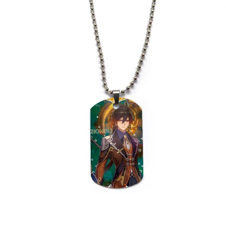 Genshin Impact Anime double-sided full color printed military brand necklace price for 5 pcs